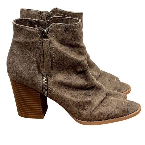 Rampage Taupe Faux Suede Peep Toe Ankle Booties Women’s 7.5 - Picture 4 of 11
